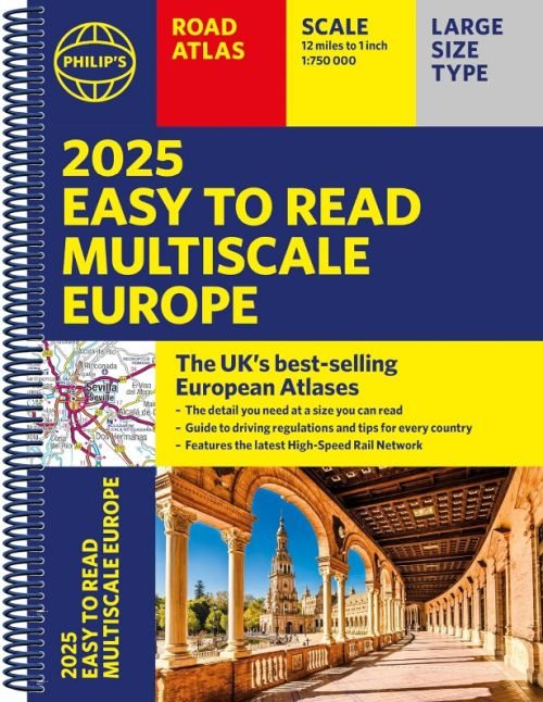 Kort 2025 Philip's Easy to Read Multiscale Road Atlas Europe