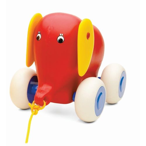 Elefant med hjul og træk snor 