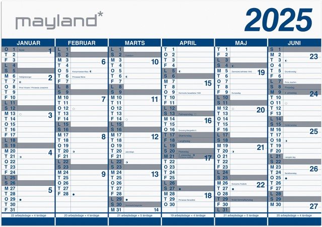 Mayland | Kæmpekalender 2x6 måneder | 2025 |