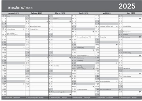 Mayland | Kontorkalender 2025 | Basic A3 | 