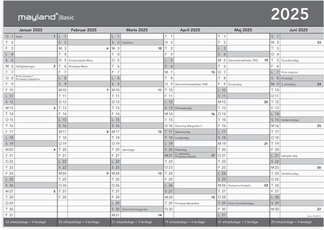 Mayland | Kontorkalender 2025 | Basic A3 | 