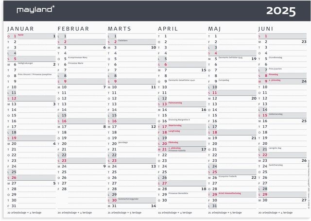 Mayland | Kontorkalender 2025 | klassisk A4 |