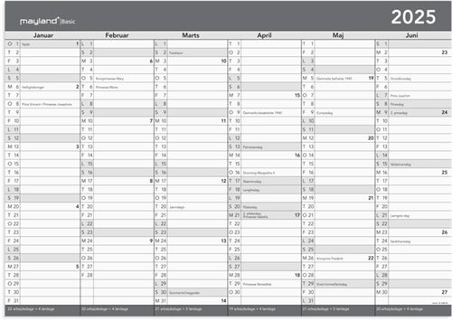 Mayland | Kontorkalender 2025 | m/whiteboard funktion | A2 |