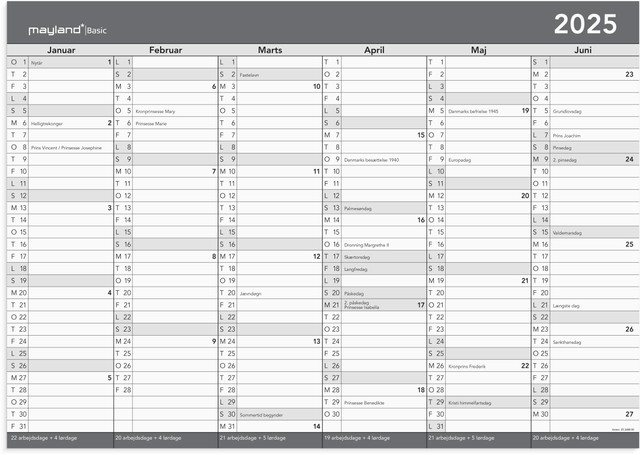 Mayland | Kontorkalender 2025 | m/whiteboard funktion | A2 |