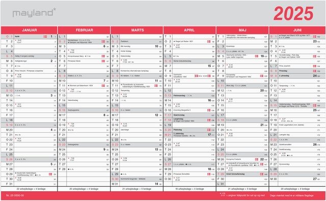 Mayland | Kontorkalender 2025 | stor m/flagdage |