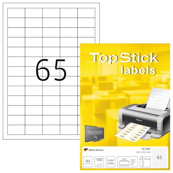 Etiketter TopStick 38,1x21,2mm (100)