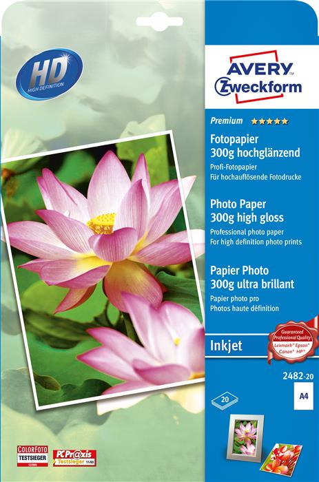 A4 Avery fotopapir glossy 300g inkjet (20)