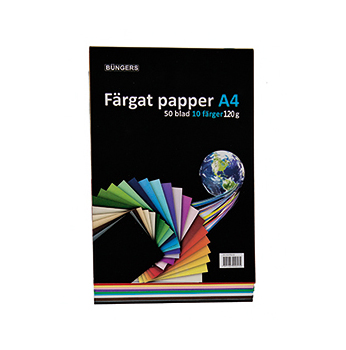 Farvet papir A4 120g assorteret 50 ark