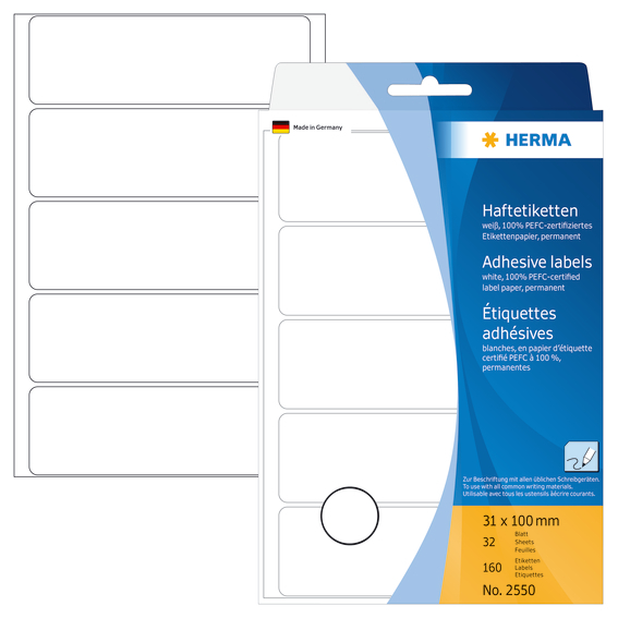 Herma etiket manuel 31x100 hvid (160)