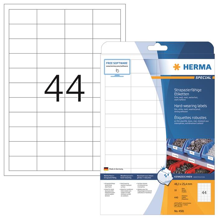 Herma etiket film ekstra stærk 48,3x25,4 mat (440)