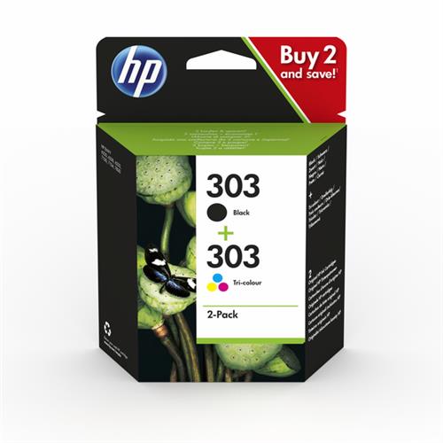 HP 303 tri color & black ink cartridge combo 2-pack blistere