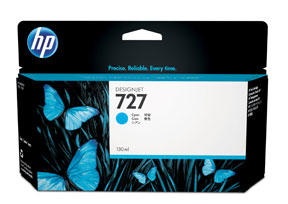 HP 727 Cyan ink cartridge, 130 ml.