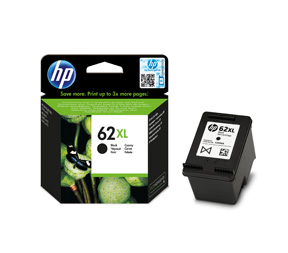 HP 62 XL black ink cartridge, blistered