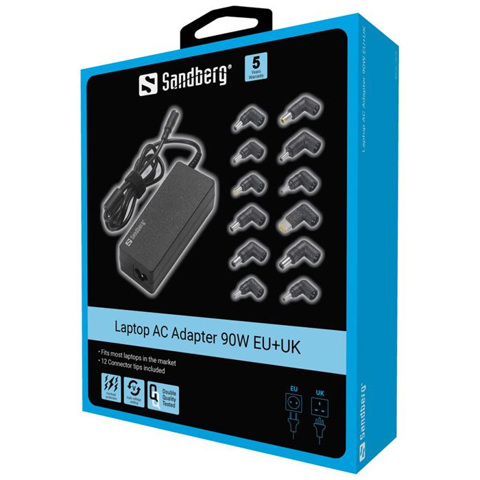 Sandberg Laptop AC Adapter 90W EU+UK