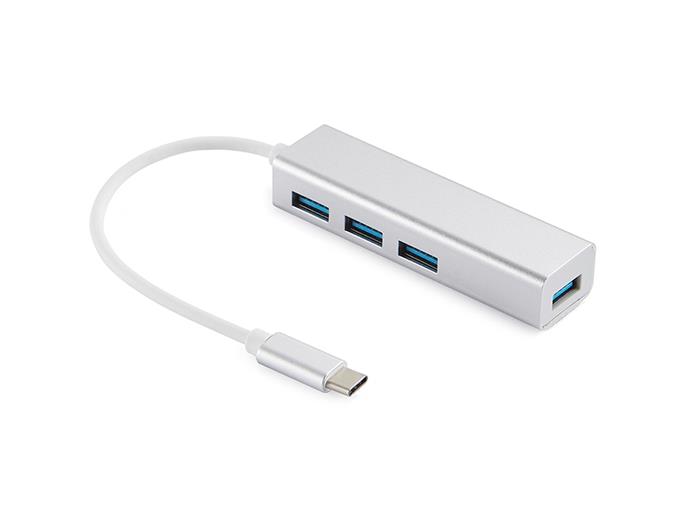 USB-C to 4 x USB 3.0 Hub SAVER, Silver