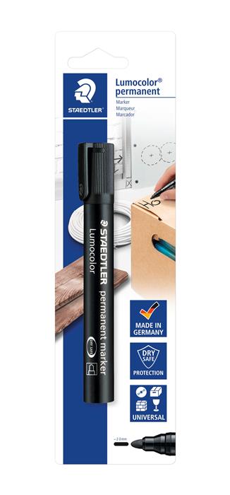 Marker Lumocolor Perm rund 2mm sort blister