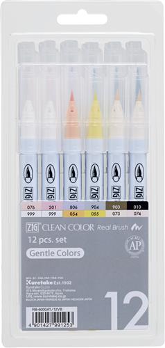 Zig Clean Color Pensel Pen bløde farver 12-sæt